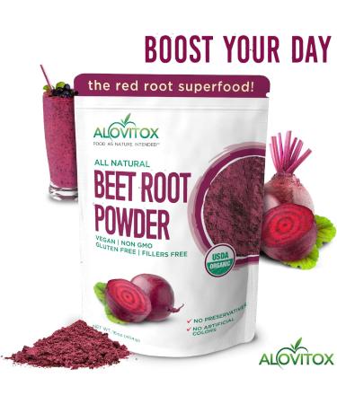 Alovitox Organic Beet Root Powder - 100% Pure USDA Extract - Nitric Oxide Superfood - Vegan & Gluten-Free - 16 oz - Buy Online on GoSupps.com