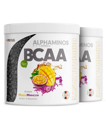 BCAA powder 2x300g Mango -Maracuja - Test winner - Alphaminos BCAA 2: 1: 1 - The original of Profuel - Essential BCAA Amino acids - unbelievably delicious taste - 100% vegan - Top solubility Mango Maracuja 300 g (2 -pack)