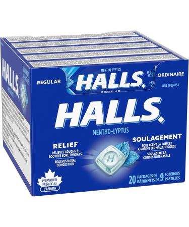 HALLS Regular Cough Drops Throat Lozenges Sore Throat Relief Mentho-Lyptus 9 Lozenges Cough Drops Regular 9 Count (Pack of 20) - Buy Online on GoSupps.com