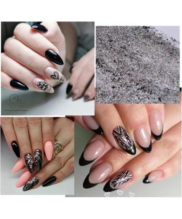 Black Chrome Nail Powder - Holographic Mirror Effect Gel & Glitter for Stunning DIY Manicures - Buy Online on GoSupps.com