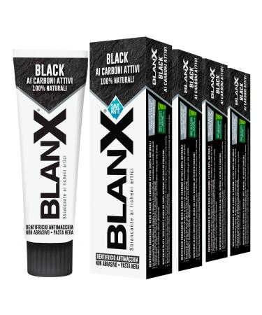 Blancx 4 x Blanx toothpaste black with activated carbon 100 natural nonabrasive stainresistant and light 4 bottles of 75 ml