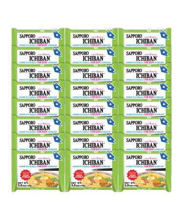 [SAPPORO ICHIBAN] Ramen Noodles, Chicken Flavor, No. 1 Tasting Japanese Instant Noodles (3.5 Oz./ 99.2 g) | 24 Pack Case or 5-Pack Package Chicken 3.5 Ounce (Pack of 24)