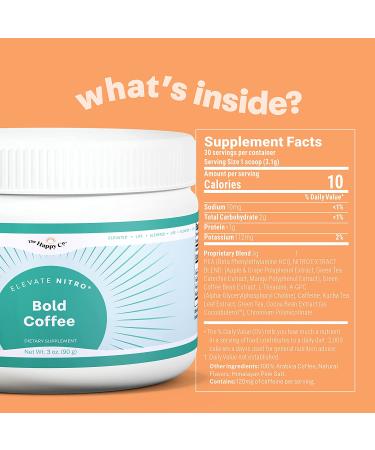 The Happy Co. Elevate Nitro Bold Coffee - Nootropic Smart Coffee with Antioxidants - 3.1 Oz Powder Mix - Buy Online on GoSupps.com