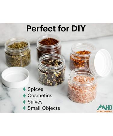 MHO Clear Refillable PET Containers with White Screw-On Lid, BPA/Paraben Free - 3.5 fl oz (104mL) - Set of 12 - Buy Online on GoSupps.com