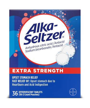 Alka-Seltzer Extra Strength Heartburn Relief Effervescent Antacid Tablets Fast Indigestion Relief 36Ct
