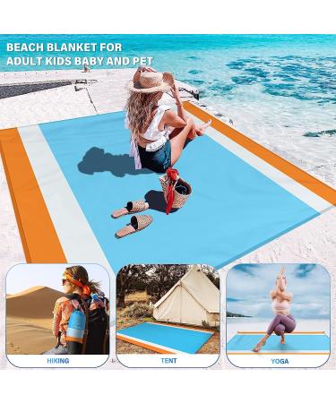 Famstar Beach Blanket Oversized Extra Large79 X 83" Waterproof Sandproof Beach Blanket 1-7 Adults Lightweight Durable for Travel Camping Hiking Picnic (79" X 83"  Orange&Blue) 79" X 83" Orange - Buy Online on GoSupps.com