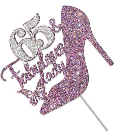 Tenhaisi Purple Sliver Glitter 65 & Fabulous Lady Cake Topper Happy 65th Birthday Party Decoration for Women Cheers to 65 Years 65th Birthday/Wedding Celebration/Anniversary Party Supplies (65) - Buy Online on GoSupps.com
