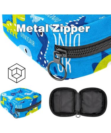 Portable Women's Binding Storage Bags - Cute Dinosaur Blue Menstrual Cup Pocket for Teenage Girls & Tampons - Buy Online on GoSupps.com