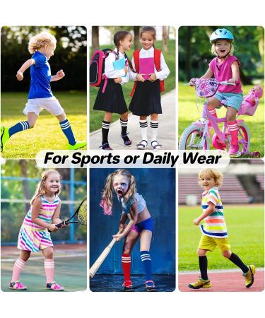 Qikqik 4 Pairs Toddler Soccer Socks | Kids Baseball Knee High Cotton Tube Socks | 3-6 Years | Red, Blue, Black, White - Buy Online on GoSupps.com