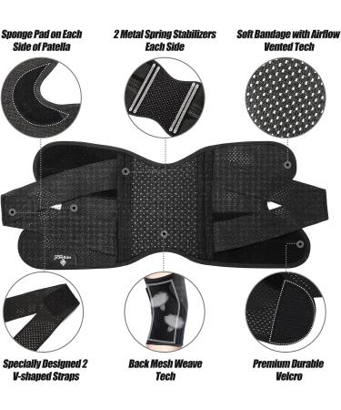 NEENCA Professional X-Large Black Knee Brace | Side Stabilizers | Compression Support | Mesh Weave Tech | Ultra-Soft Bandage | for Running, Workout, Hiking & All Sports - Buy Online on GoSupps.com