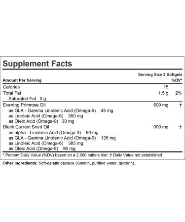 Andrew Lessman Evening Primrose & Black Currant Seed Oil Softgels - 180 Count - Menstrual Cycle Support - Omega-6 Fatty Acids - No Additives - Buy Online on GoSupps.com