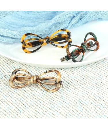 3Pcs Cobahom Duckbill Hair Clips Set - 2.5 inch Hollow Bow Hairpin in Yellow-Brown, Beige, and Red-Green - Fashion Hair Clips for Women Girls - Buy Online on GoSupps.com