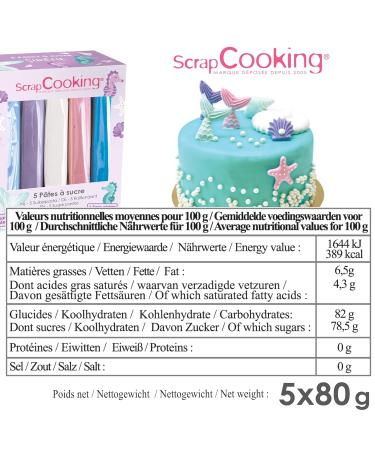 Scrapcooking Mermaid Fondant Set - 5 x 80g Light Blue Pink & Turquoise - Gluten-Free & Palm Oil-Free Cake Decoration - Buy Online on GoSupps.com