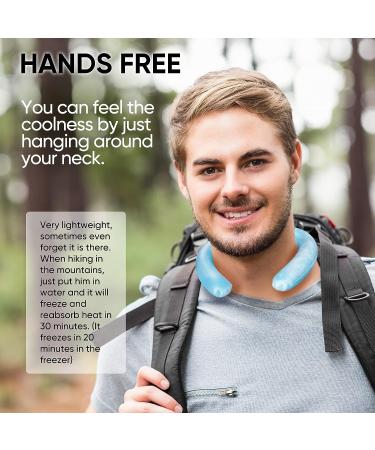 AOONEG Neck Cooler - Wearable Neck Cooling Tube for Summer Heat Relief - Ice Gel Cooling Wrap for Hot Flashes - Reusable (Blue+White 2) - Buy Online on GoSupps.com