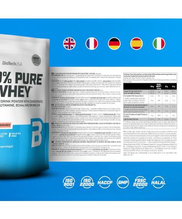 BiotechUSA 100% Pure Whey Protein Powder - 21g Protein BCAA & Glutamine Gluten-Free Palm Oil-Free - Strawberry Flavor 454g - Buy Online on GoSupps.com