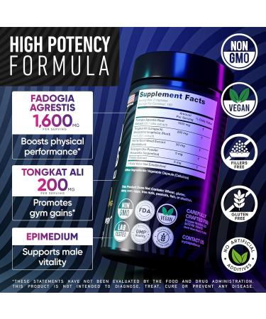 Fadogia Agrestis & Tongkat Ali 1800MG - Strength Boosting Supplement for Men | 200 Capsules | International Shipping - Buy Online on GoSupps.com