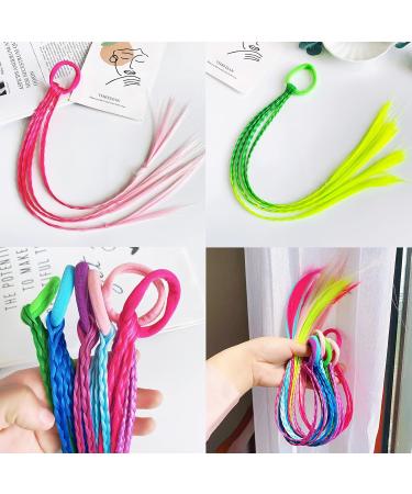 Neon Braided Hair Strands for Kids - Colorful Synthetic Hair Jewelry with Elastic Strap | Perfect for Parties - Buy Online on GoSupps.com