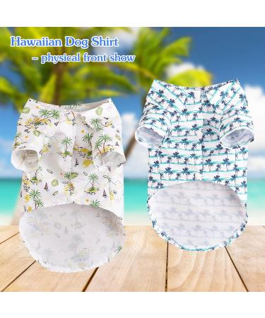 Yanmucy Hawaiian Shirt for Small Dogs - Cool Breathable Summer Pet Clothing with Coconut Tree & Palm Leaves Pattern - Buy Online on GoSupps.com