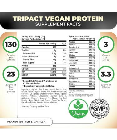 Nutrology Greens & Fruits Powder-Naturally Sourced Superfood Chocolate (30 Servings) TRIPACT Vegan Protein Powder for Vegan Protein Shakes Peanut Butter Vanilla (20 Servings) - Buy Online on GoSupps.com