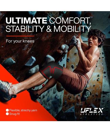 UFlex Knee Compression Sleeve Support - Non Slip Knee Brace for Pain Relief - Red, Medium - Buy Online on GoSupps.com