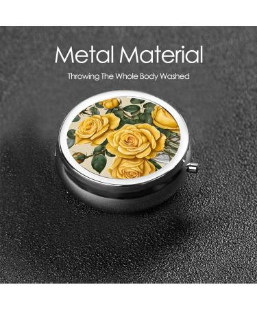 Yellow Rose Printed Mini Round Pill Box - 3 Compartment Travel Organizer for Medicine | Portable Pill Case for Home & Office - Buy Online on GoSupps.com