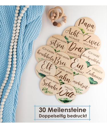 Lotuskind Milestone Cards for Baby - 100% Real Linden Wood - Cute & Unique Baby Growth Tracker - Perfect Gift for Boys & Girls - 10 cm x 3 mm - Buy Online on GoSupps.com