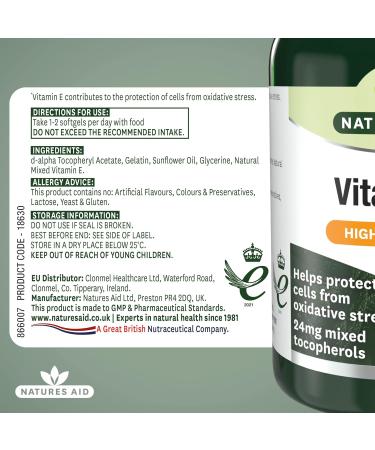 Natures Aid Aid 400iu Vitamin E - Pack of 60 Capsules - Buy Online on GoSupps.com