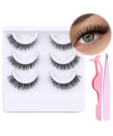 Self Adhesive Eyelashes Natural Wispy Lashes Self Adhesive Lashes No Glue Needed Reusable Faux Mink False Lashes 3D Volume C Curl by Newcally Lashes-C