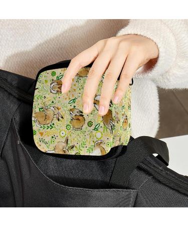 GIAPB Period Bag - Vintage Rabbit and Flowers Sanitary Napkin Storage and Makeup Pouch (Color3714) - Buy Online on GoSupps.com