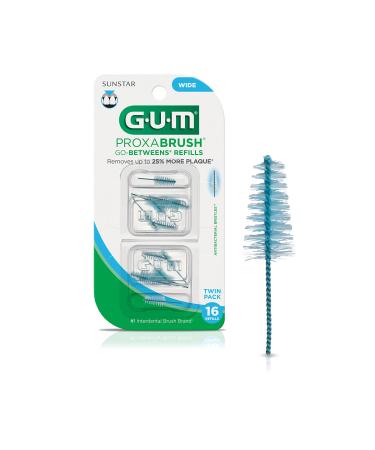 GUM Proxabrush Go-Betweens Interdental Brush Refills, Wide, 16 Count - 614V