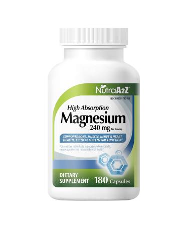NutraA2Z High Absorption 100% Chelated Magnesium 240mg -180 Capsules