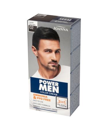 Power Men Color Cream for Hair Beard & Moustache 02 Dark Brown by Joanna 100g