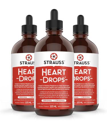 Strauss Naturals Heartdrops - Herbal Heart Support Supplement with European Mistletoe Aged Garlic Extract 225 ml Original Flavour Soy Free - Buy Online on GoSupps.com