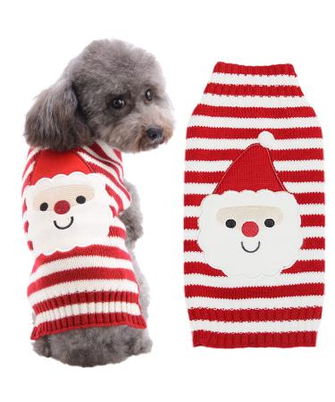 DOGGYZSTYLE Dog Christmas Sweater Xmas Pet Clothes Cute Snowman Reindeer Holiday Puppy Cat Costume New Year Gift for Small Medium Large Dogs Medium (Pack of 1) Red White Stripe Santa Claus