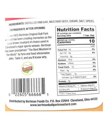 Bertman Ball Park Mustard - 4x16 oz Bottles | Original Cleveland Mustard | Great Value! - Buy Online on GoSupps.com