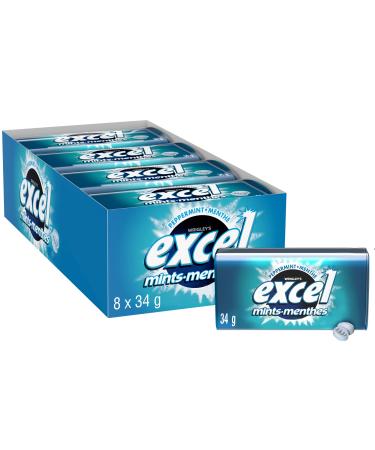 Excel Mints Peppermint 34gm Tin 8 Count Peppermint Spearmint