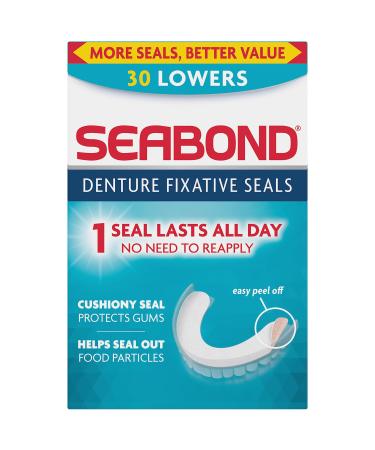 Seabond Denture Fixative Seals Soft Adhesive Cushion Last All Day Protect Gums & Help Seal Out Food Particles 30 Lowers