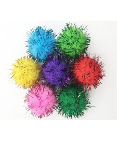 VAPKER 30 Piece Assorted Color Sparkle Balls Cat's Favorite Toy Tinsel Pom Poms Glitter