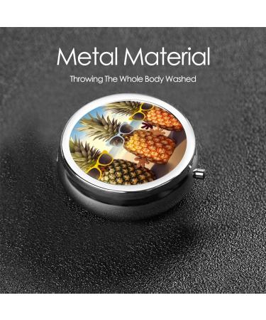 Three Pineapples Pill Box - Portable Metal Organizer with Glasses Design 3 Compartment for Small Pills - Perfect Travel Accessory - Buy Online on GoSupps.com