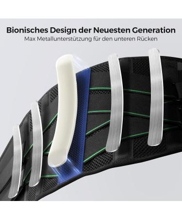 Freeetoo Back Support Belt with 7 Metal Supports | Comfortable Lumbar Cushion | Breathable Back Bandage for Men & Women | XXL (Waist 130-165cm) | Ideal for Work & Sports - Black - Buy Online on GoSupps.com
