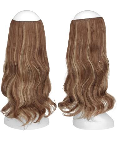 FESHFEN Invisible Secret Wire Crown Hair Extension - 18 Curly Wavy Synthetic Hairpiece for Women - Brown Highlighted Blonde - Buy Online on GoSupps.com