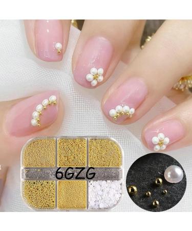 FEIlei 6 Grids 3D Pearl Nail Charms for Acrylic Nails Steel Beads Nail Pearl Mixed Nail Art Craft DIY Nail Decorations 6gzs - Buy Online on GoSupps.com