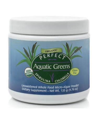 Perfect Organic Aquatic Greens Unsweetened Spirulina and Chlorella Freeze-Dried Powder, 135 Grams by Perfect Supplements