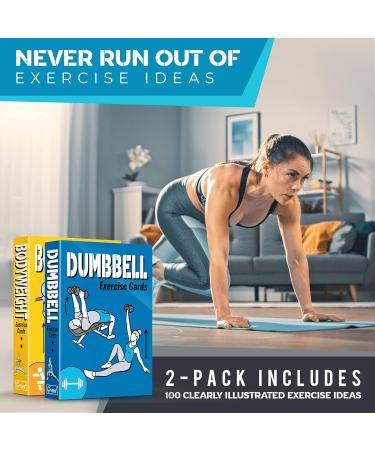 2-Pack Bodyweight & Dumbbell Workout Cards - 100 Different Exercises - Large Size Exercise Deck for Circuit Training & Weightlifting - Fitness Cards for Men & Women - Buy Online on GoSupps.com