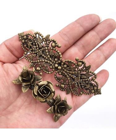 14PCS Retro Vintage Metal French Barrettes | Kalolary Bronze Hair Clips | Women's Girls' Hair Accessory for Halloween Christmas Thanksgiving | Vintage Gold Jewelry Gift - Buy Online on GoSupps.com