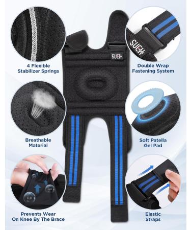 SueH Design Knee Support for Men and Women - Adjustable Double Wrap Knee Brace with Side Stabilisers, Patella Gel Pad - XX-Large - Buy Online on GoSupps.com