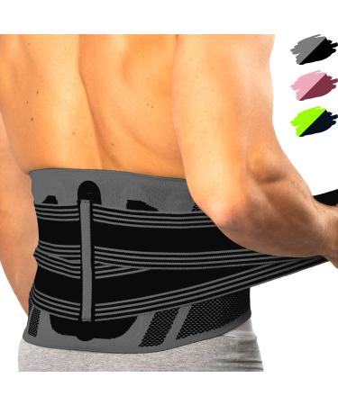 Back bandage for men & women - back support belt for work and sports - Support of the lower back at sciatica herniated disc scoliosis & back pain S black