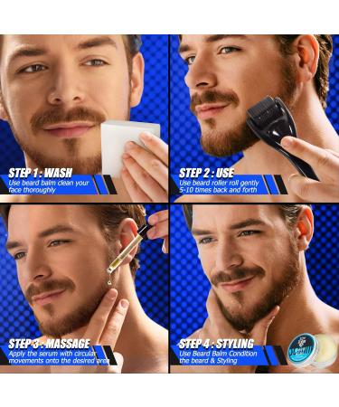 Beard Growth Kit Scdom Grow a Beard Kit for Men with Titanium Derma Roller + Beard Growth Serum Oil + Beard Balm + Beard Cleansing Soap + Comb Beard Grooming Tool Kit Best Gift for Men/Dad - Buy Online on GoSupps.com