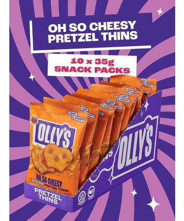  Olly's Olives Olly's Pretzel Thins Oh So Cheesy 35g (10 Pack) Handy Snack Pouches Healthy Vegan Herbal Snacks for Soaking Low Calorie Snacks Low Fat Fiber Source Preservative Free - Buy Online on GoSupps.com