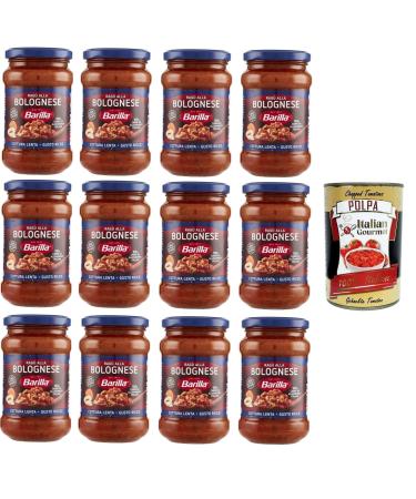 Italian Gourmet E.R. Barilla Sugo Rag alla Bolognese Ready Sauces for Italian Tomato and Selected Gluten Free Meat 400g + Gourmet Italian Polpa 400g